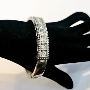 Vintage Silver Rhinestone Bangle Bracelet